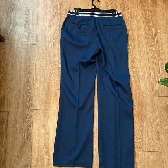 Vintage navy blue with white striped banded waist uniform pants - Picture 2 of 10